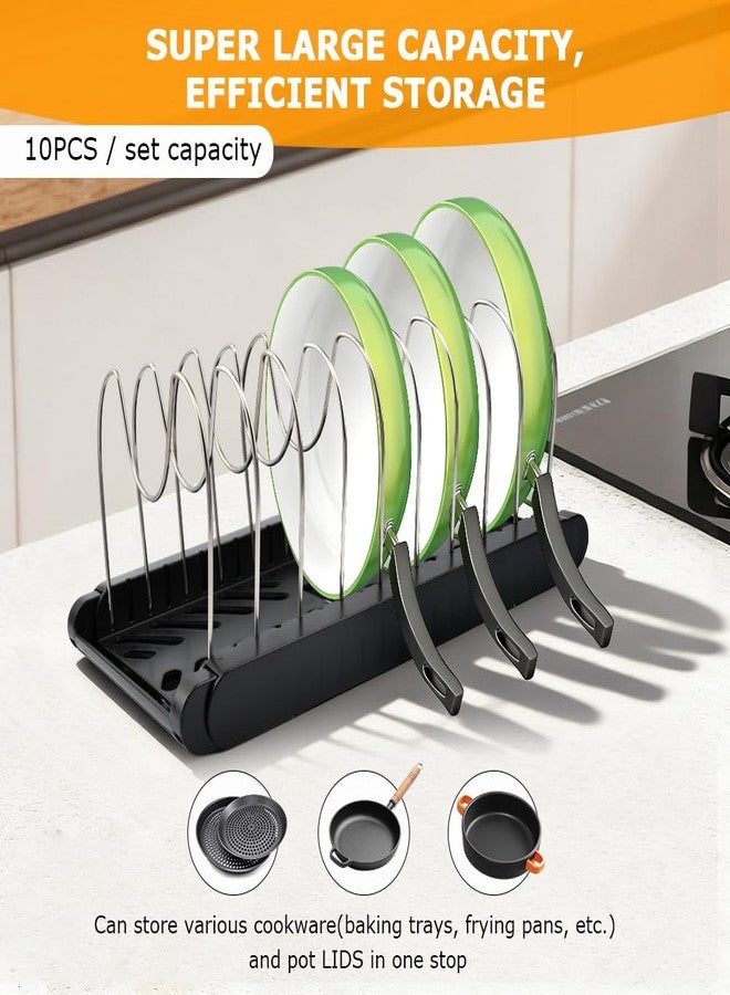 WeiLingBo Pots and Pans Organizer for under Cabinet, Expandable Pot Lid Holder with 10 Adjustable Compartment, Pan Organizers inside Cabinet for Lids, Bakeware, Cutting Boards(COLOR:Black) - Image 5